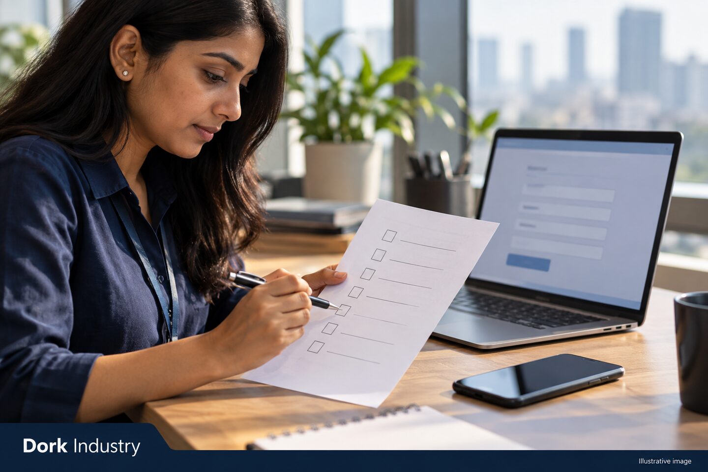 Web engineer testing a contact form on desktop and mobile with an enquiry checklist