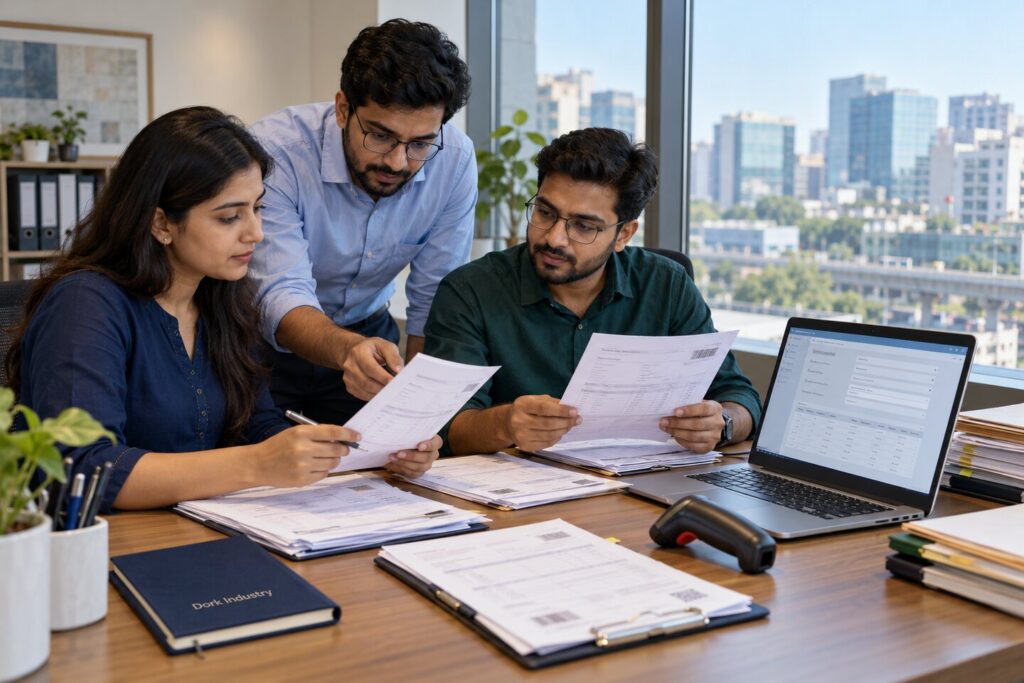Delhi finance team reviewing invoices with AI extraction