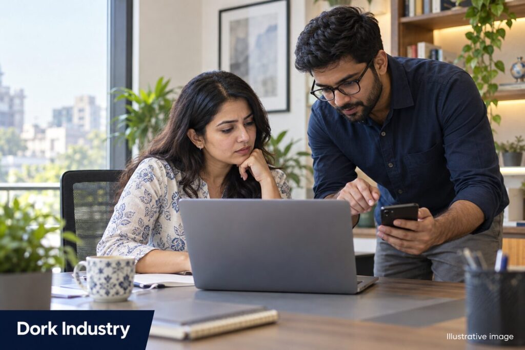 Delhi business owner and web engineer reviewing a missing website enquiry