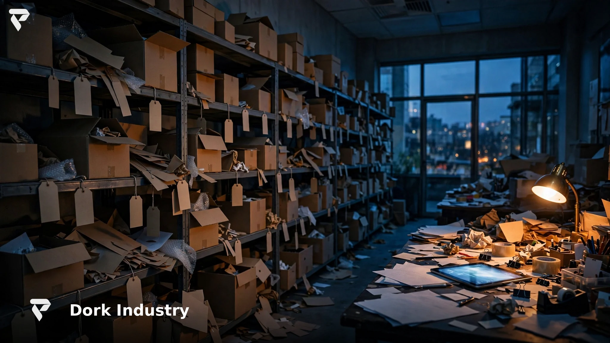 Retail back-office with messy product shelves - AI automation for retail product catalog cleanup