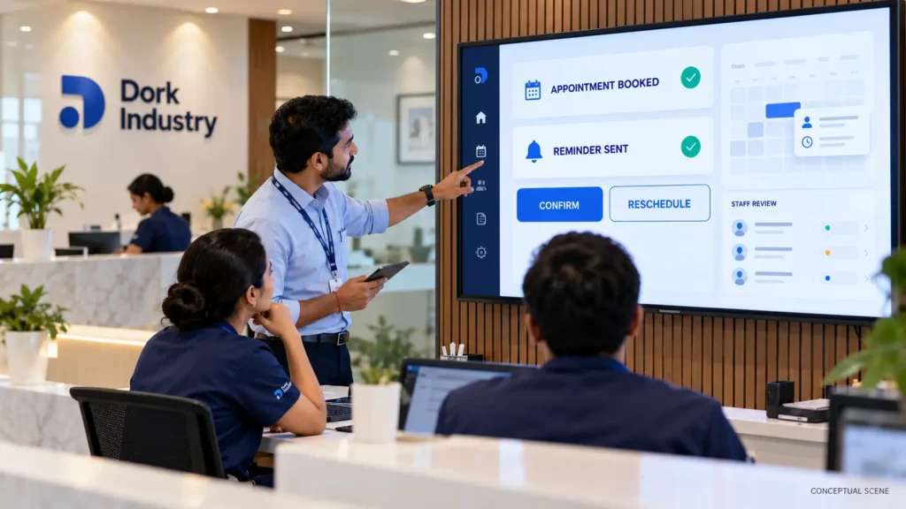 Clinic appointment reminder and rescheduling automation conceptual scene
