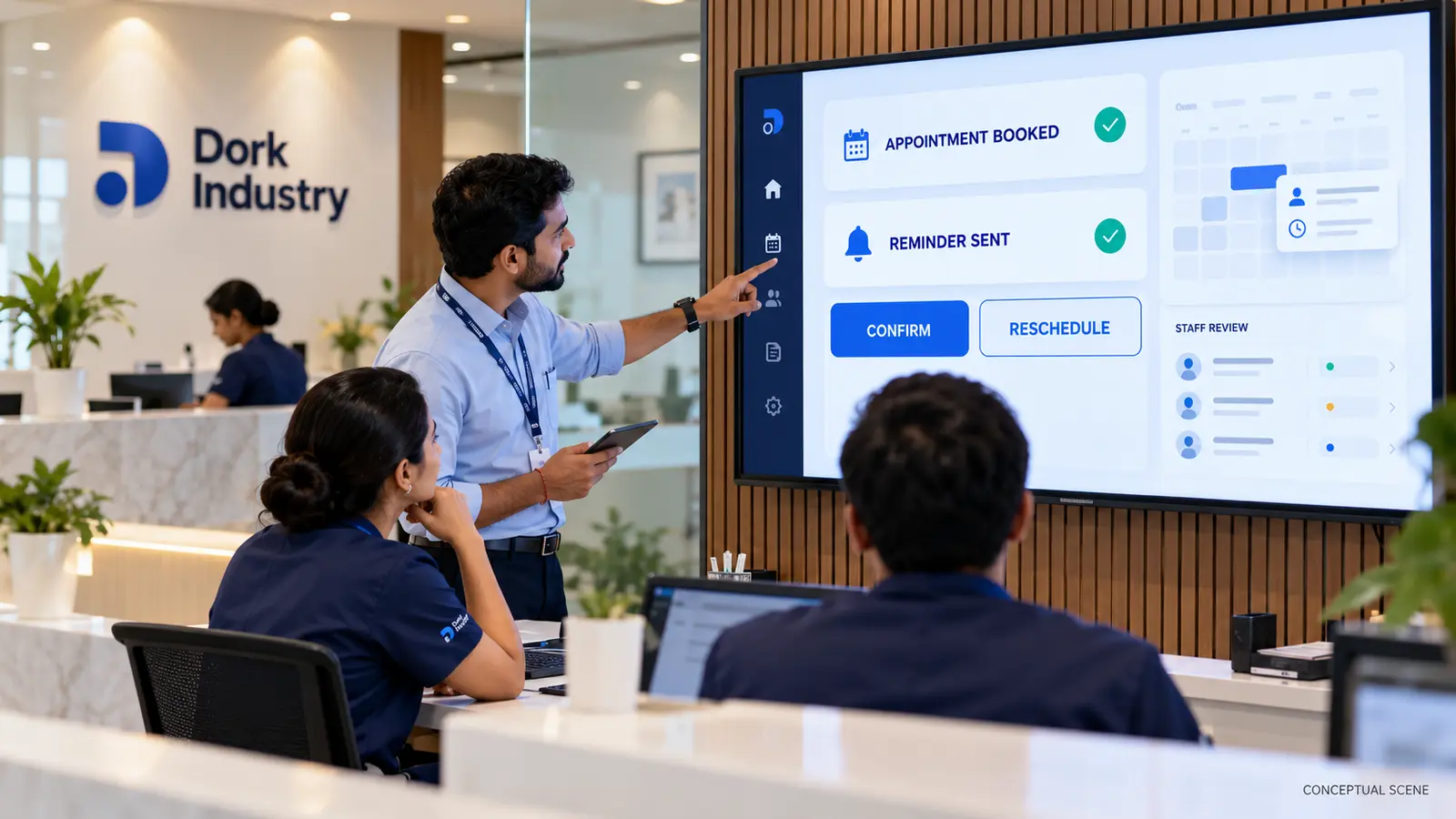 Clinic appointment reminder and rescheduling automation conceptual scene