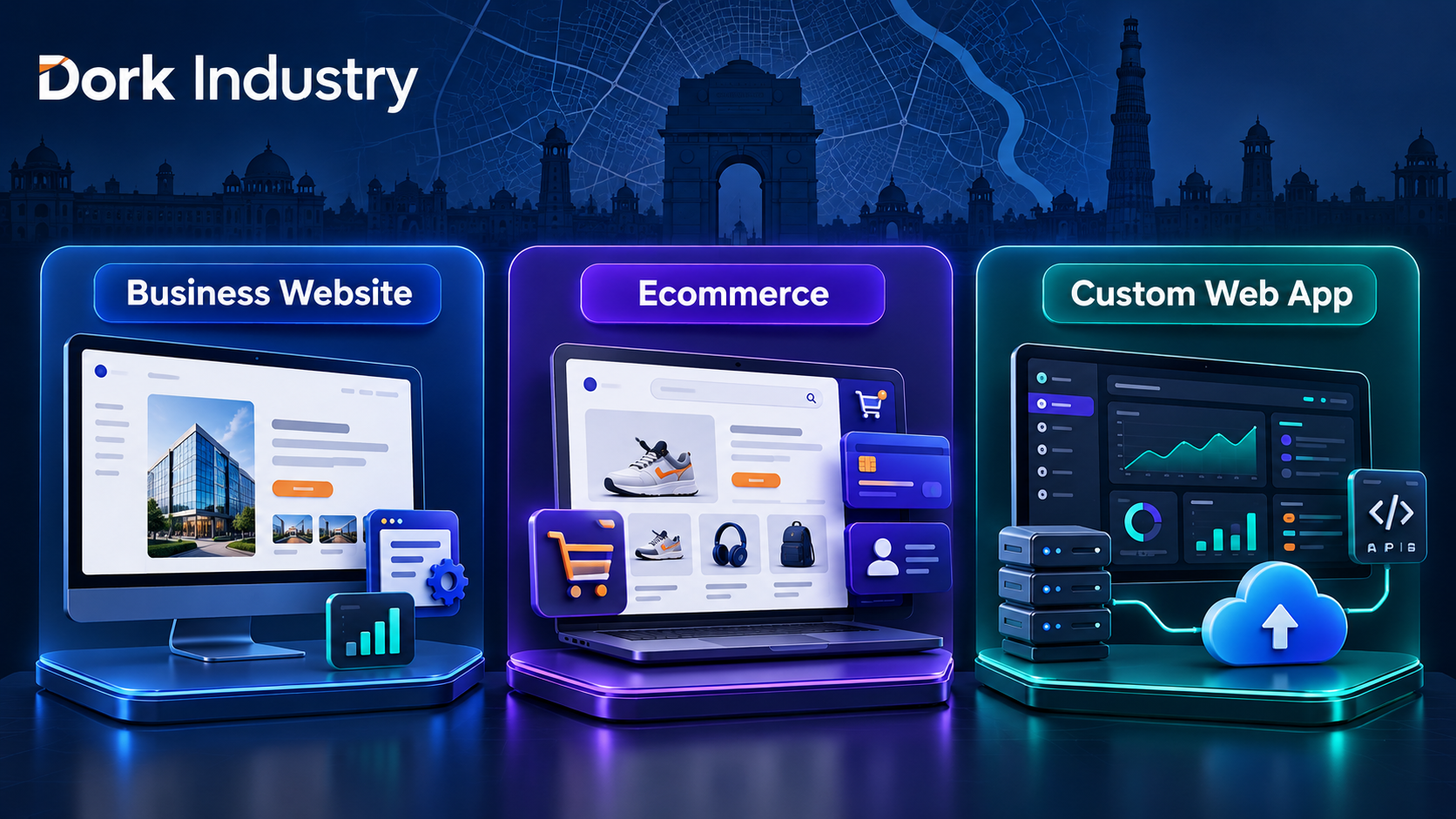 web development company in Delhi project types: business website, ecommerce and custom web app