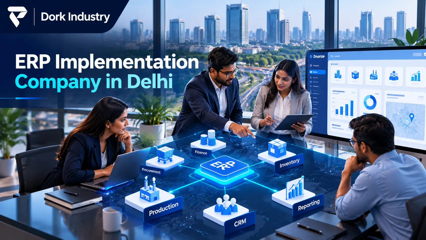 ERP implementation company in Delhi planning finance inventory procurement production CRM and reporting