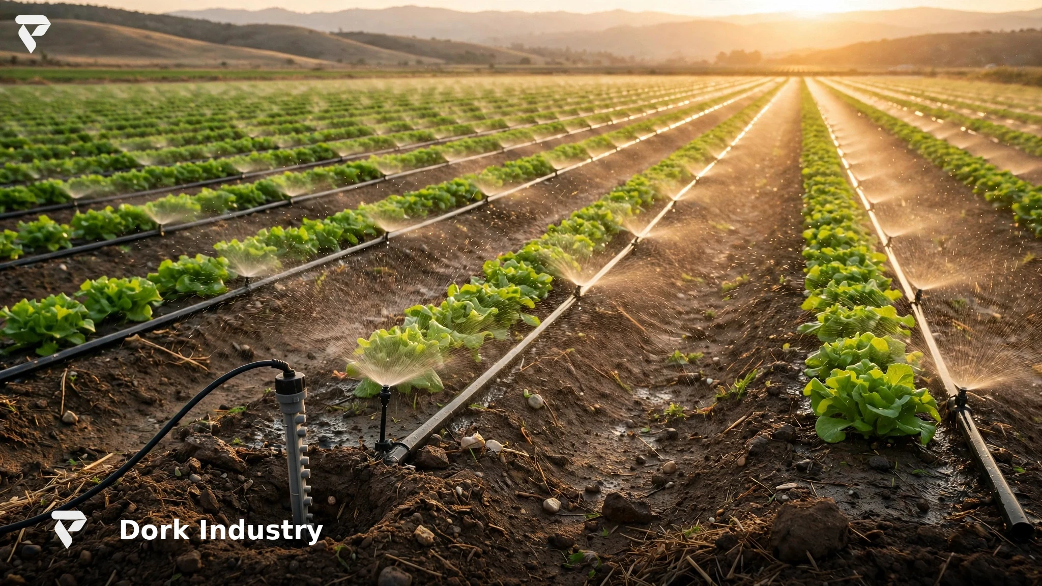 Irrigated farm field with soil-moisture sensor — IoT development for smart farm irrigation