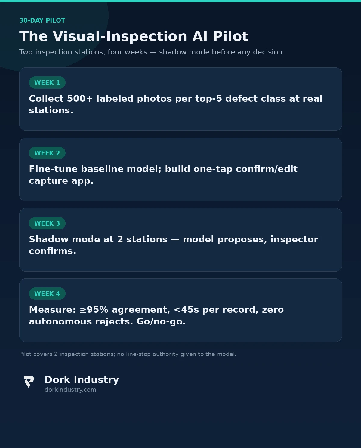 30-day visual inspection AI pilot timeline