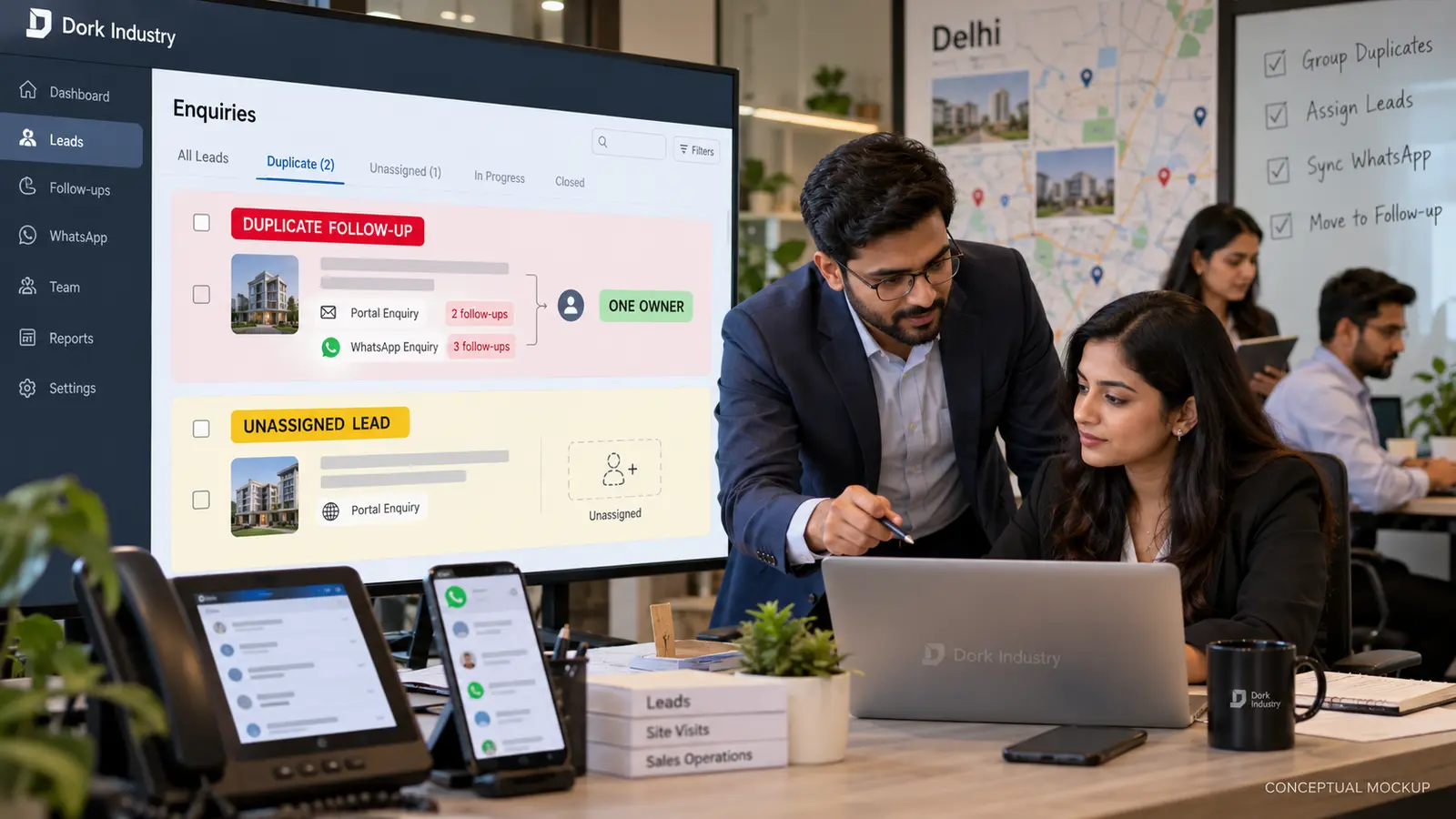 Real estate duplicate follow-ups and unassigned leads dashboard