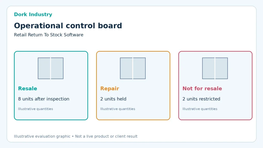 retail return to stock software conceptual control board